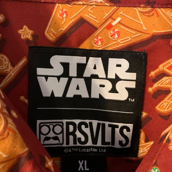 RSVLTS Men's Holiday Star Wars Button Down Shirt Size XL Christmas Rebel Crumbs - Picture 7 of 11